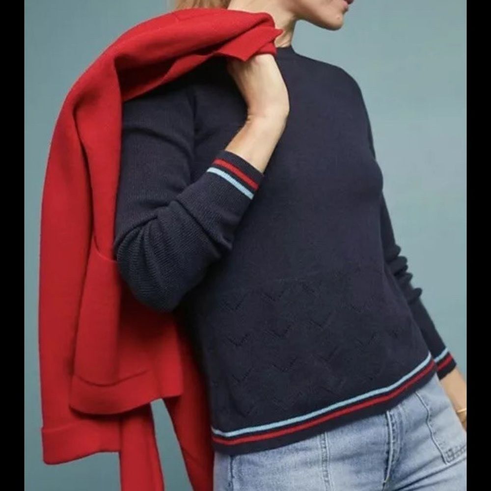 Anthropologie Needle crewneck sweater in women’s med wool cashmere preppy